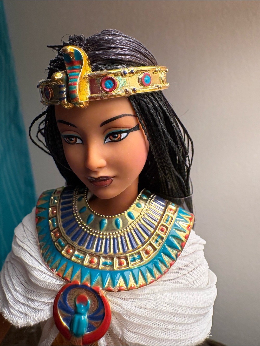 Barbie Egyptian Cleopatra Doll with Gold, Turquoise, Blue, Red Accents - Picture 4 of 7